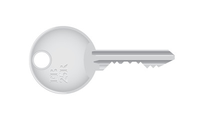 isolated metallic key - detailed realistic illustration
