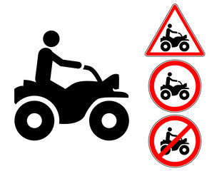 Quad rider pictogram warning and prohibition signs © teracreonte