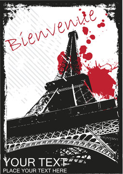 eiffel post card vector