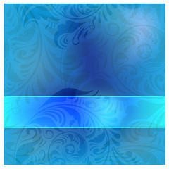 Fototapeta na wymiar blue frame on seamless floral vintage background