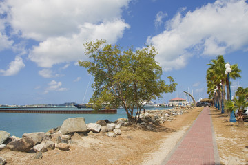 Brick Walkway Next to Luxury Harbor