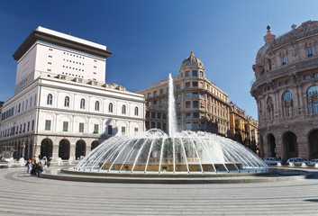 Piazza De Ferrari, Genova - De Ferrari square, Genoa, Italy - obrazy, fototapety, plakaty