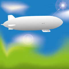 Fototapeta na wymiar Zeppelin in the sky. Space for text