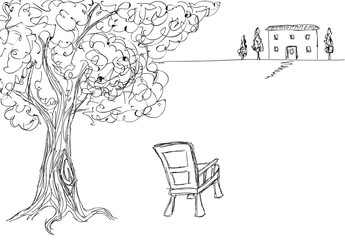 Hand drawn landscape illustration