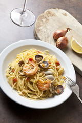 Seafood marinara spaghetti