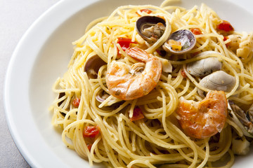 Seafood marinara spaghetti