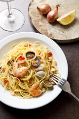 Seafood marinara spaghetti