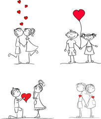 набор влебленных девочки и мальчика