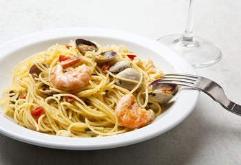 Seafood marinara spaghetti