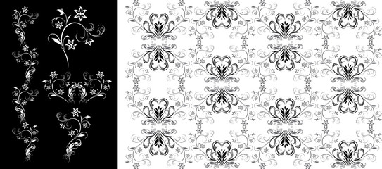 Decorative retro background and elements for design. Vector