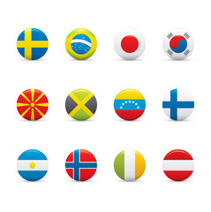 Naklejka premium World Flags Icon Set on White background