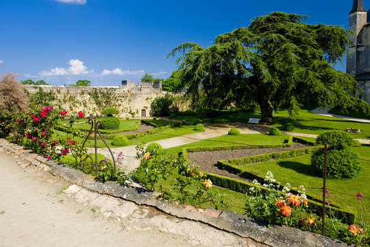 garden of Chateau de Montreuil-Bellay, Pays-de-la-Loire, France