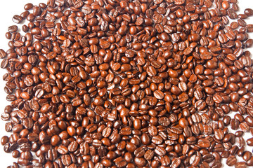 Many brown coffee beans for background