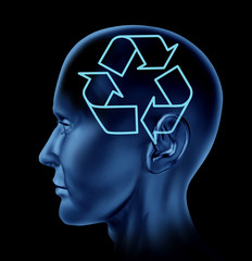 Obraz premium atom molecule science symbol brain scientific mind thinker