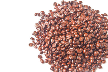 Many brown coffee beans for background