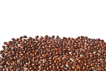 Many brown coffee beans for background