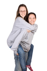 Girls piggy bag play