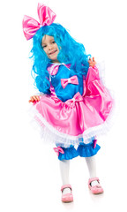 Little girl  with blue hair