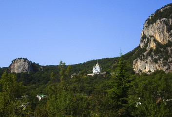 Fototapeta na wymiar Church of St. Mihael in Oleandra, Crimea