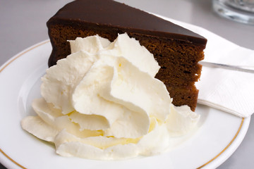 classic austrian chocolate cake on a plate