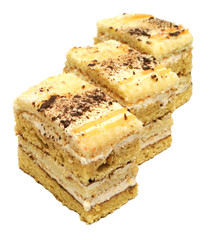 Isolated three pieces of  fruit cake