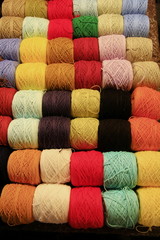 red green yello blue knitting yarn rolls texture