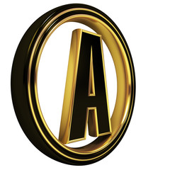 Gold Black Font Letter a