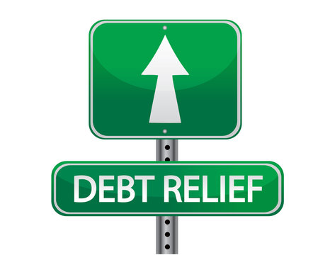debt relief street sign concept isolated over a white background