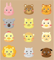 cartoon animal head icon
