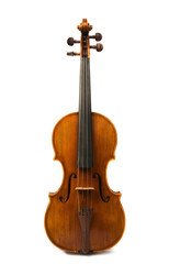 Fototapeta na wymiar Old violin over white