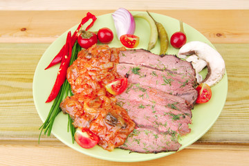 beef slices on plate