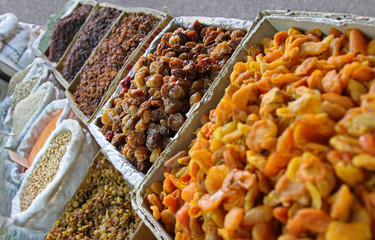 Raisin and dried fruits in a traditional Bazaar