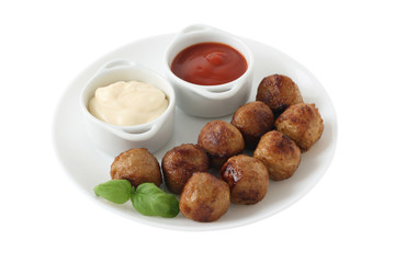 chicken meatballs with sauces