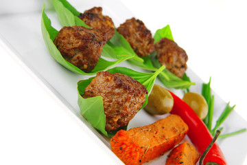 small french beef cutlets on basil