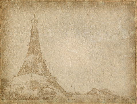 vintage Paper with Eiffel Tower Paris