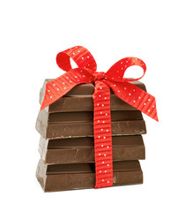 chocolate tied with a red bow
