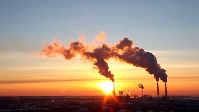 Termal power station smoke silhouette
