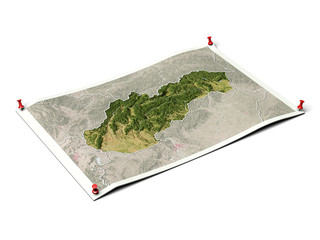 Slovakia on unfolded map sheet.