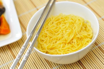 Closeup of oriental noodles