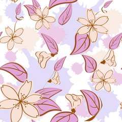 Fototapeta premium Seamless floral pattern in pastel colors.