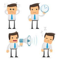 set of funny cartoon manager