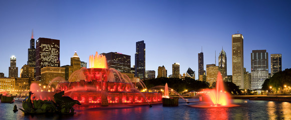 Fototapeta premium Chicago Grant park nocą