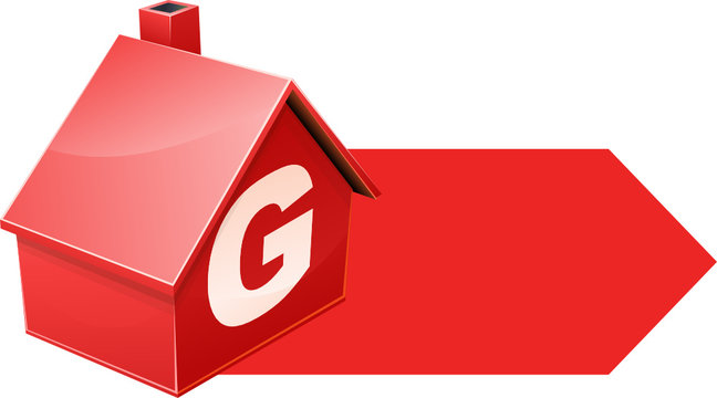 Maison rouge de classe G et sa fl&egrave;che (d&eacute;tour&eacute;)