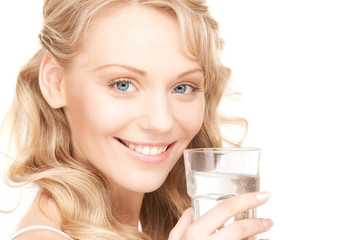 beautiful woman with glass of water