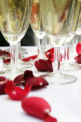 sektgläser,rosenblätter