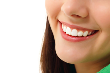perfect smile healthy tooth cheerful teen girl isolated on white