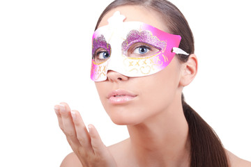 woman with masquerade mask