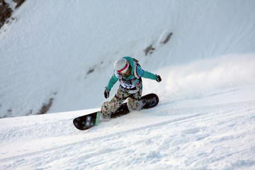 Freeride snowboard girl
