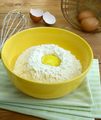 Baking ingredients for dough.
