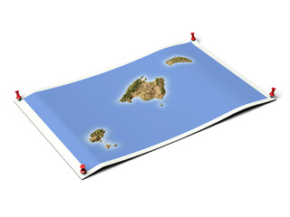 Mallorca on unfolded map sheet.